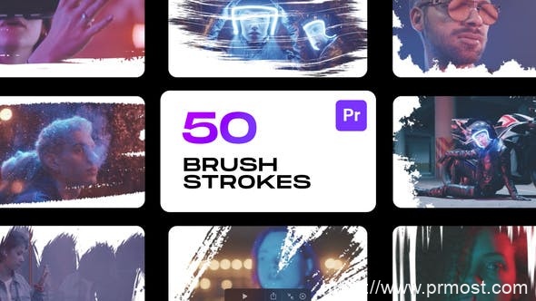 1585-Premiere Pro的笔触图片视频展示Pr模板Brushstrokes for Premiere Pro