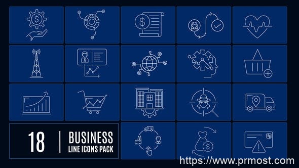 1603-业务线图标动态演绎Pr模板Business  Line Icons