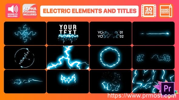 1643-卡通电力和标题文本动画演绎Pr模板Cartoon Electricity And Titles | Premiere Pro MOGRT