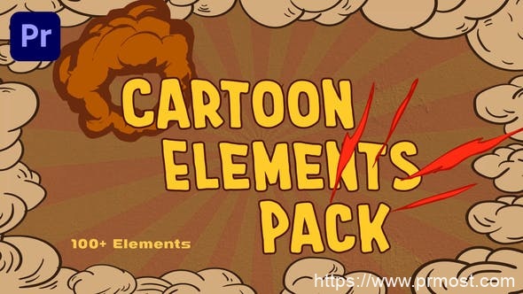 1644-卡通元素包火焰徽标动态演绎Pr模板Cartoon Elements Pack