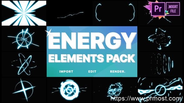 1645-卡通能源爆炸发光元素演绎Pr模板Cartoon Energy Elements Pack | Premiere Pro MOGRT