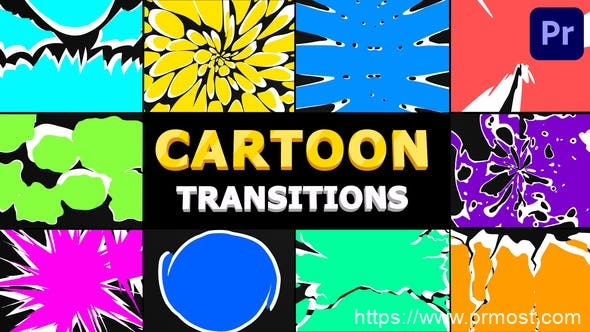 1659-卡通液体飞溅效果转场过渡展示Pr模板Cartoon Transitions | Premiere Pro MOGRT