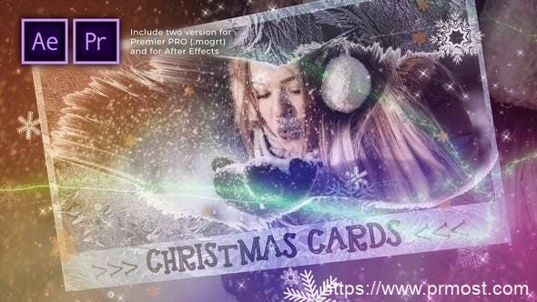 1696-圣诞卡照片开启器动态展示Pr模板Christmas Cards Photo Opener