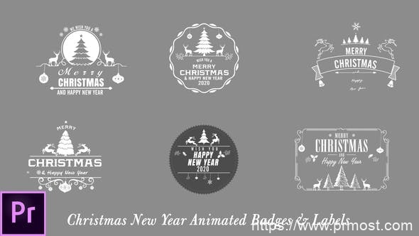 1747-圣诞新年徽章动画文本标题压抑Pr模板Christmas New Year Badges – Premiere Pro