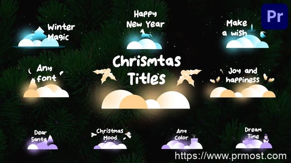 1794-Premiere Pro的圣诞标题文本动画演绎Pr模板Christmas Titles for Premiere Pro