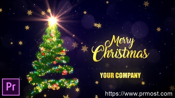 1803-圣诞树祝福雪花颗粒效果视频展示Pr模板Christmas Tree Wishes – Premiere Pro