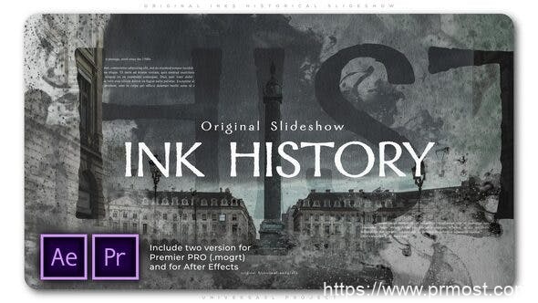 1886-原创水墨历史幻灯片视频展示Pr模板Original Inks Historical Slideshow