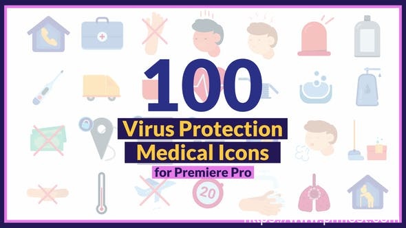 2087-冠状病毒医学图标动态演绎Pr模板Corona Virus Medical Icons