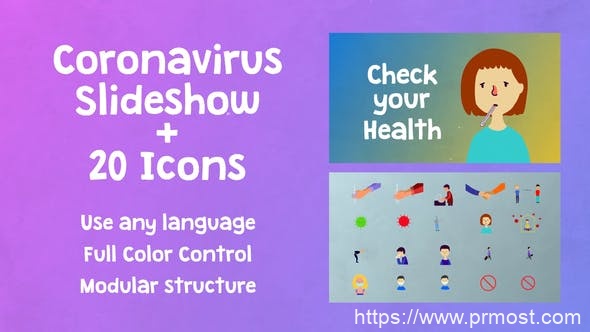 2088-冠状病毒幻灯片图标动态演绎Pr模板Coronavirus Covid Slideshow + Icons | Premiere Pro MOGRT