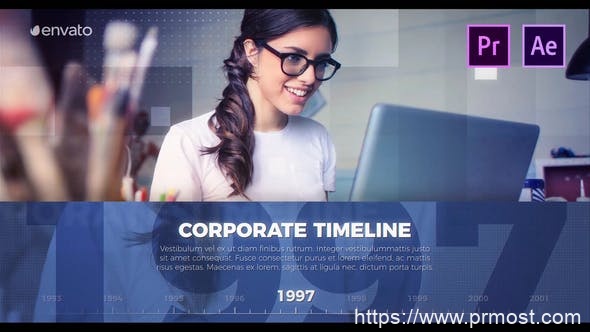 2130-公司时间线演示文稿图片视频展示Pr模板Corporate Timeline Presentation