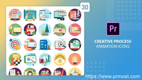 2176-Premiere Pro的创意流程动画图标动态演绎Pr模板Creative Process Animation Icons | Premiere Pro MOGRT