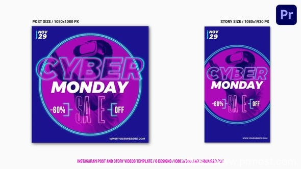 2203-网络星期一Instagram销售促销宣传Pr模板Cyber Monday Instagram Sale Mogrt 74