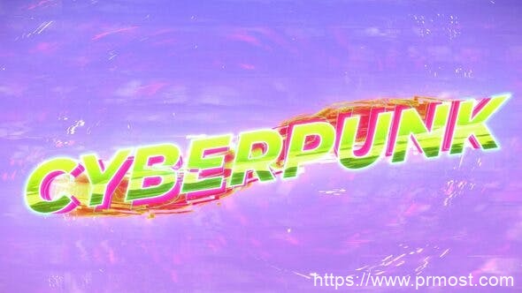2207-赛博朋克简介数字元素图片徽标视频展示Pr模板Cyberpunk Intro