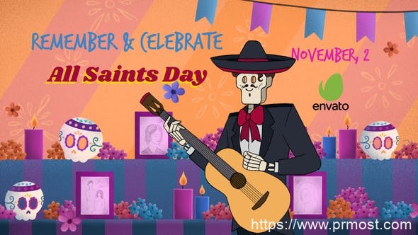 2225-万圣节庆祝活动开幕式栏目包装Pr模板Day of the Dead, All Saints Day Opener