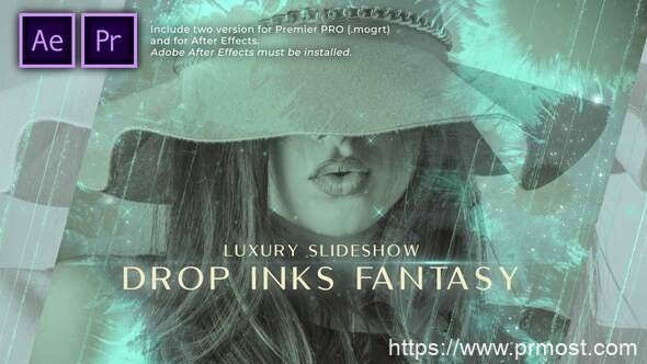 2329-滴墨时尚奢侈品幻灯片视频放映展示Pr模板Drop Inks Fantasy Luxury Slideshow