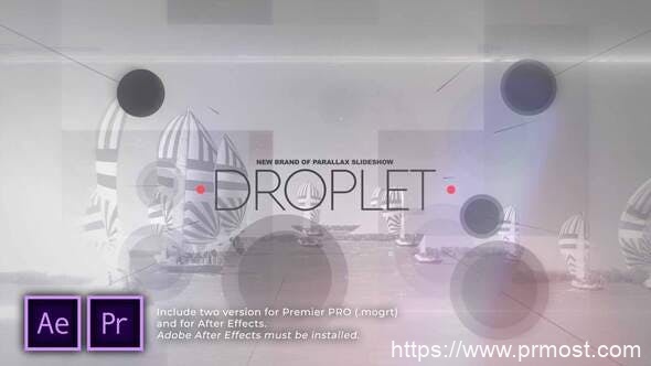 2332-液滴圆视差幻灯片视频放映展示Pr模板Droplet Circles Parallax Slideshow