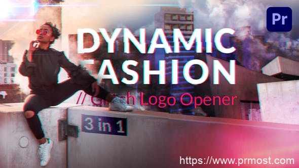 2341-动态时尚小故障徽标动态演绎Pr模板Dynamic Fashion // Glitch Logo Opener