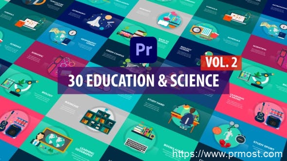 2414-教育与科学电子课程学习动画动态演绎Pr模板Education and Science Vol.2 | Premiere Pro MOGRT