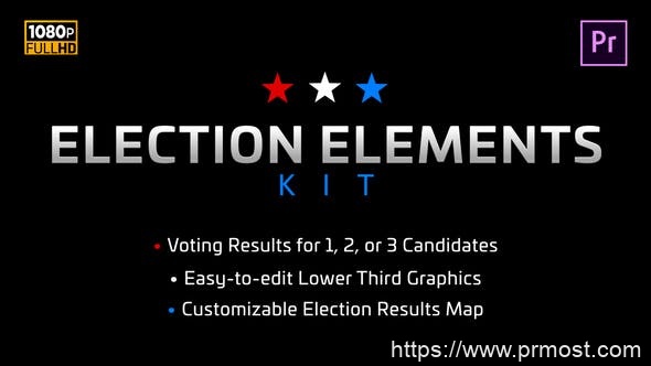 2425-适用于Premiere Pro的选举元素套件栏目包装Pr模板Election Elements Kit | MOGRT for Premiere Pro
