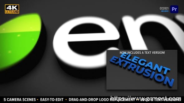 2443-Premiere Pro的优雅的挤压3D徽标动态演绎Pr模板Elegant Extrusion 3D Logo | Drag-and-drop MOGRT for Premiere