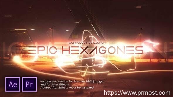 2500-史诗六角形技术幻灯片视频展示Pr模板Epic Hexagones Technology Slideshow
