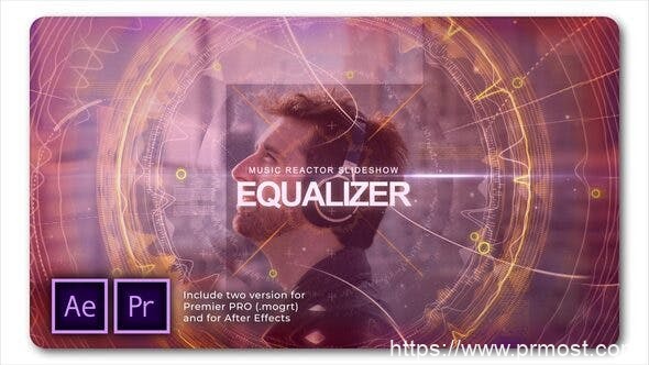 2512-均衡器音乐反应器幻灯片展示Pr模板Equalizer Music Reactor Slideshow