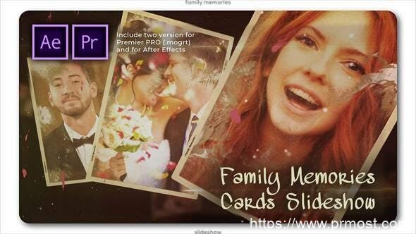 2561-家庭纪念卡幻灯片视频展示Pr模板Family Memories Cards Slideshow