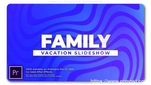 2563-家庭度假幻灯片文本标题动态演绎Pr模板Family Vacation Slideshow