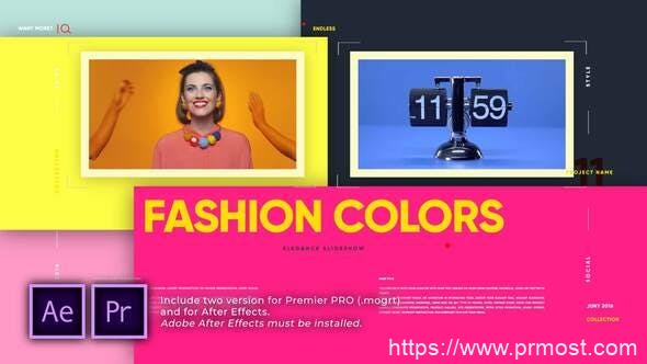 2576-时尚色彩高雅的幻灯片放映Pr模板Fashion Colors Elegance Slideshow