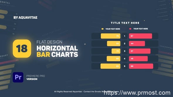 2721-Premiere Pro的平面设计水平条形图展示Pr模板Flat Design Horizontal Bar Charts l MOGRT for Premiere Pro
