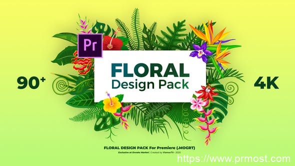 2739-花卉设计套装动态背景演绎Pr模板Floral Design Pack