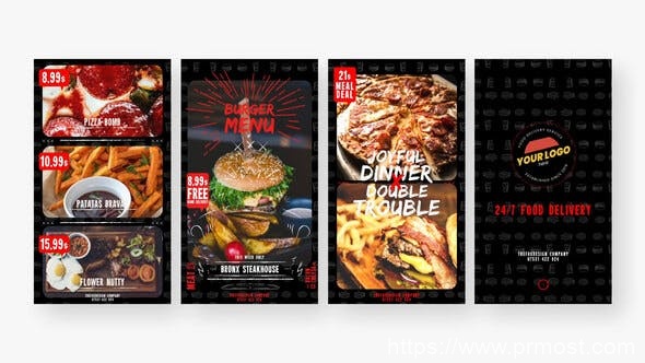 2748-送餐Instagram促销活动展示Pr模板Food Delivery Instagram Promo