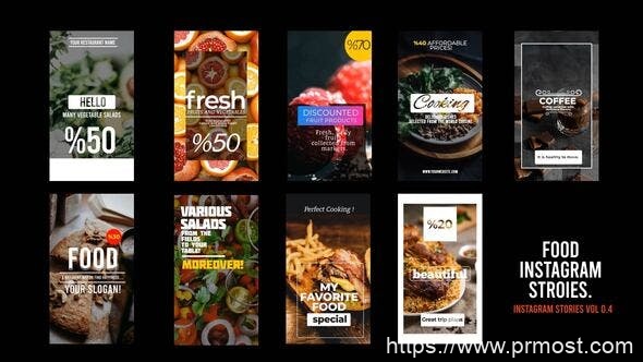 2751-美食Instagram故事展示Pr模板Food Instagram Stories