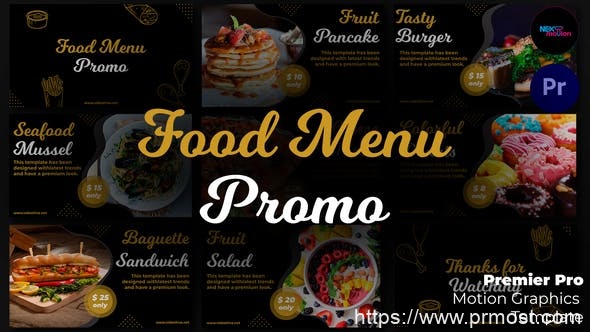 2756-餐厅食品菜单促销展示Pr模板Food Menu Promo | MOGRT