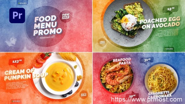 2758-针对Premiere Pro的美食菜单促销展示Pr模板Food Menu Promo | Premiere Pro