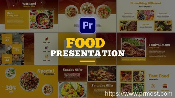 2763-Premiere Pro的美食演示幻灯片放映展示Pr模板Food Presentation Slideshow for Premiere Pro