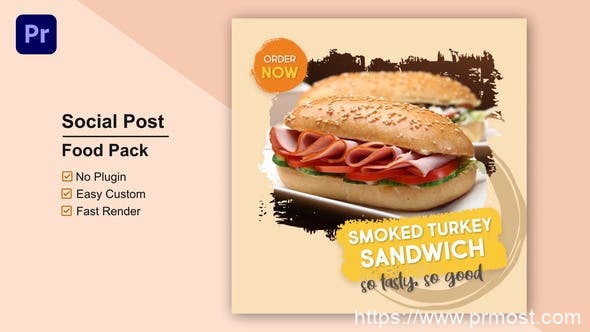 2768-餐厅食品宣传产品促销展示Pr模板Food Social Post Mogrt 14