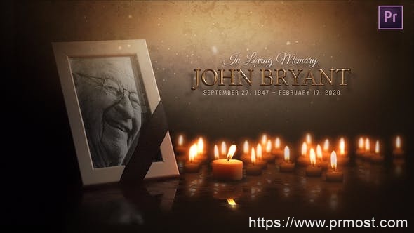 2787-葬礼纪念卡图片视频展示Pr模板Funeral Memorial Card