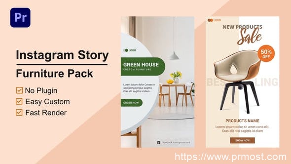 2796-家具Instagram故事产品宣传促销Pr模板Furniture Instagram Story Mogrt 09