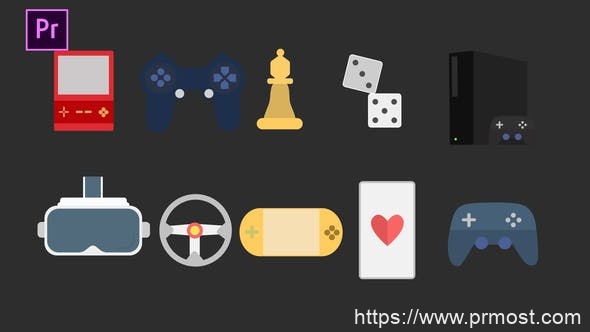 2815-游戏2D图标动态演绎Pr模板Gaming Icons
