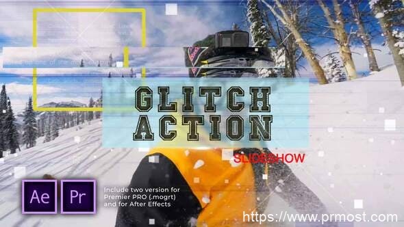 2829-故障操作幻灯片视频放映展示Pr模板Glitch Action Slideshow