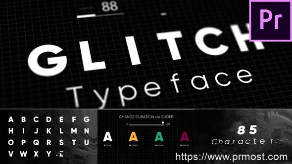 2830-故障动画字体文字标题动态演绎Pr模板Glitch – Animated Typeface