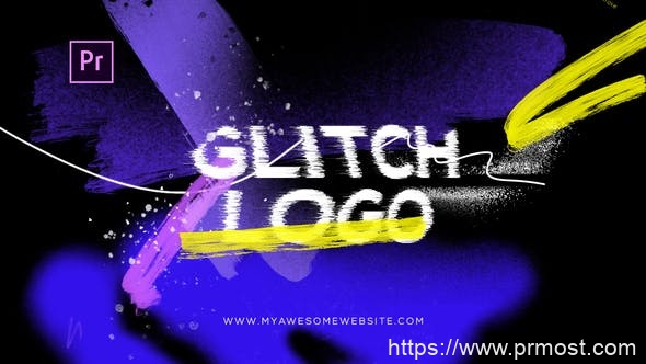 2841-毛刺垃圾失真徽标动态演绎Pr模板Glitch Grunge Distortion Logo Intro
