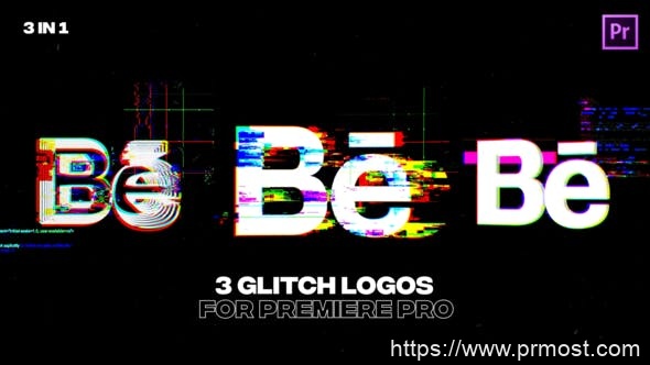 2855-Premiere Pro的小故障徽标动态演绎Pr模板Glitch Logos For Premiere Pro | 3 in 1