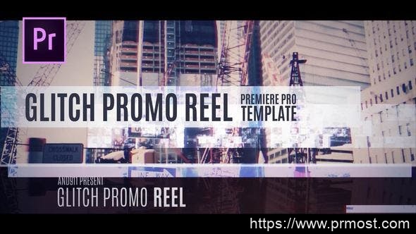 2869-毛刺宣传卷轴图片视频展示Pr模板Glitch Promo Reel