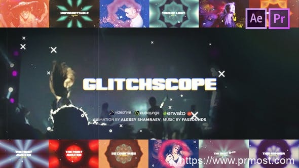 2874-复古派对活动图片视频展示Pr模板GlitchScope | Event Promo