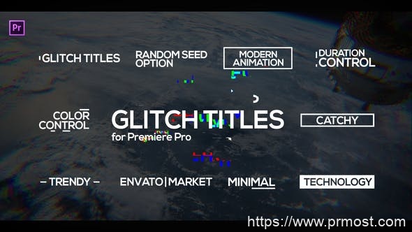 2892-Premiere Pro的现代标题数字失真故障演绎Pr模板Digital Glitch Titles for Premiere Pro | Essential Graphics