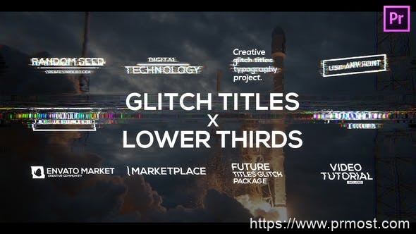 2896-适用于Premiere Pro的数字失真下三分之一展示Pr模板Glitch Titles X Lower Thirds Pack for Premiere Pro