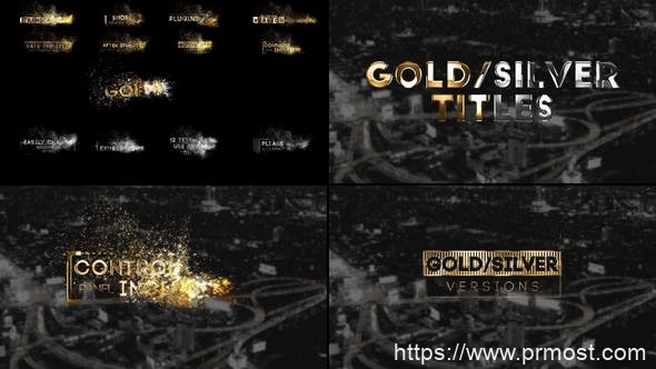 2924-首映式专业效果和后效金曲称号文字标题演绎Pr模板Golden Titles  for Premiere Pro & After Effects