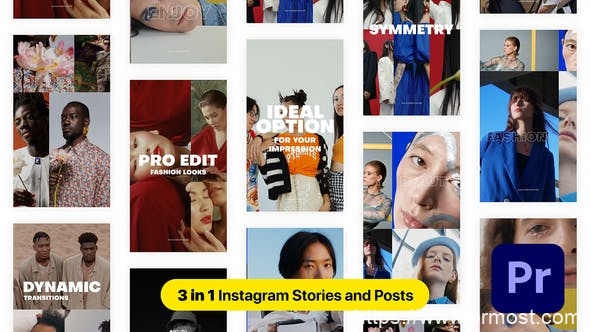 2948-适用于Premiere Pro的网格多屏幕幻灯片放映Pr模板Grid Multiscreen Slideshow Instagram Stories and Posts | Premiere Pro